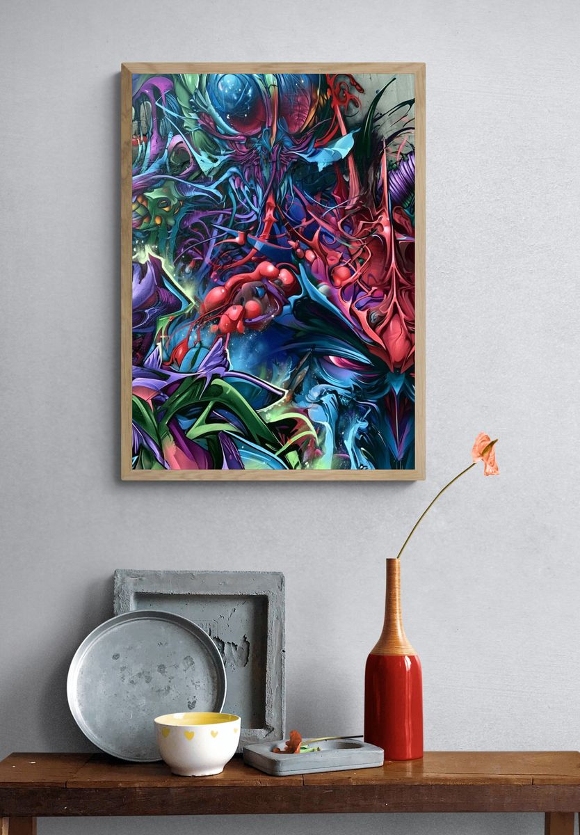 Neon Graffiti Mask Poster. — room view 3