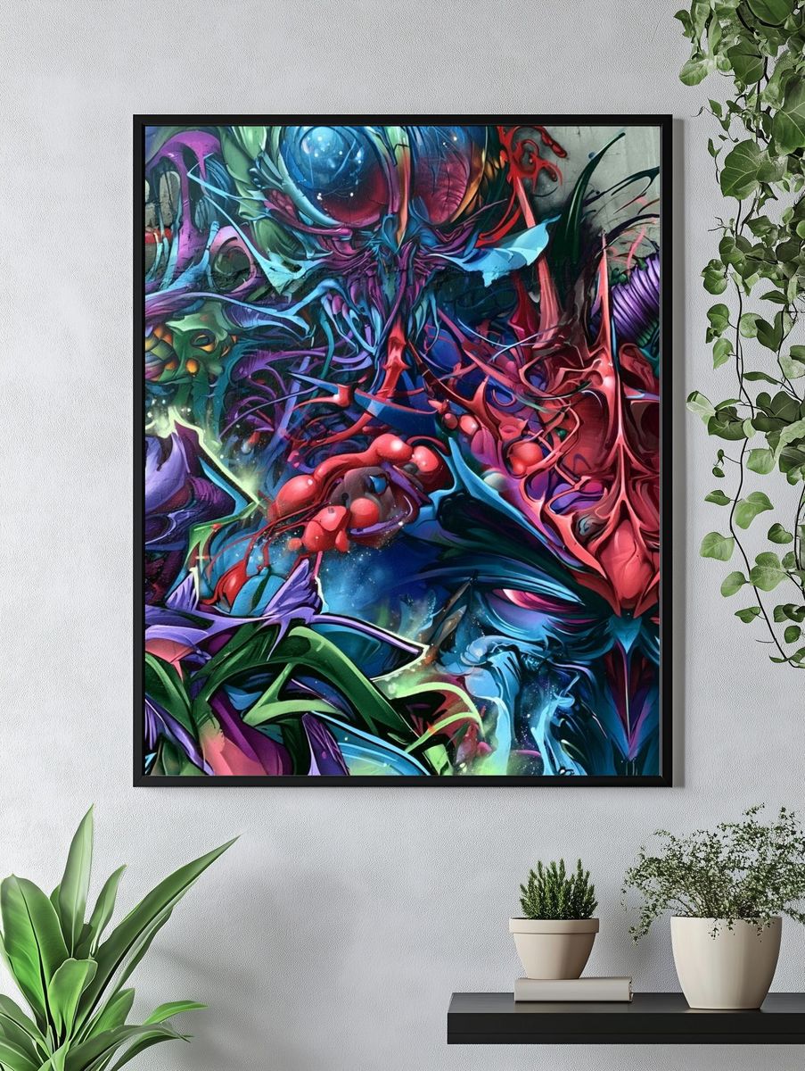 Neon Graffiti Mask Poster. — room view 4