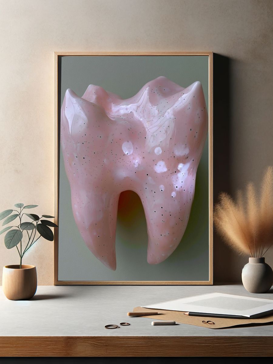 Pink Ceramic Tooth Poster. — room view 2