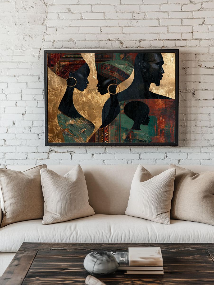 Afro Silhouettes Collage Poster. — room view 1