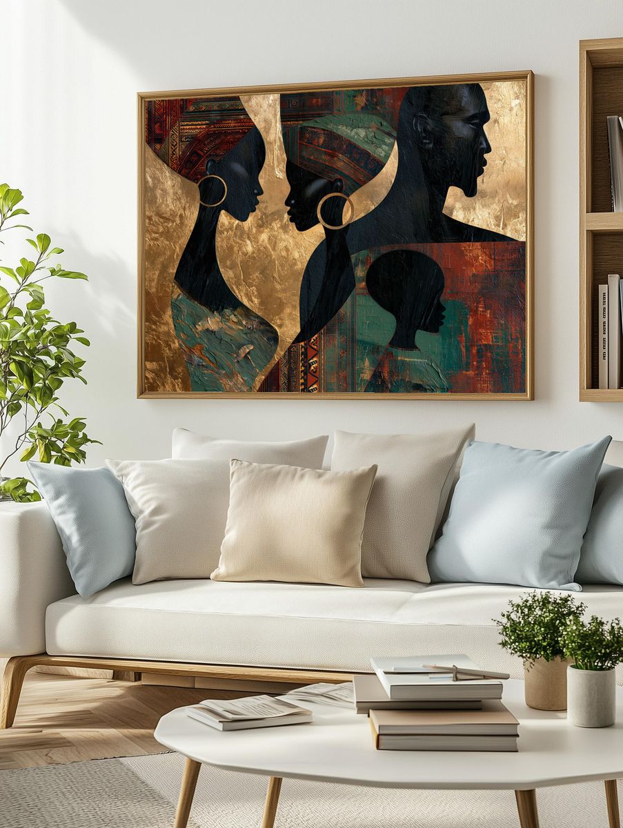 Afro Silhouettes Collage Poster. — room view 2