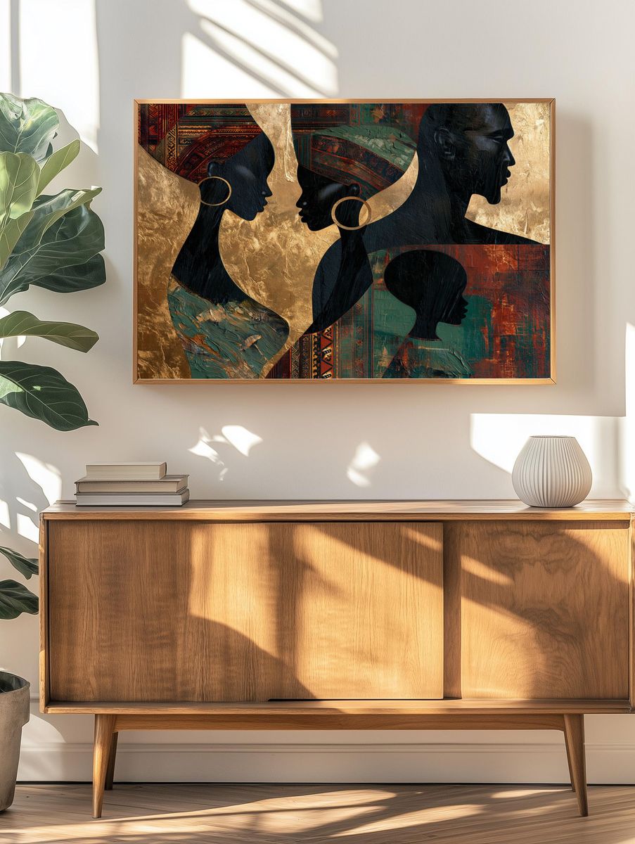 Afro Silhouettes Collage Poster. — room view 3