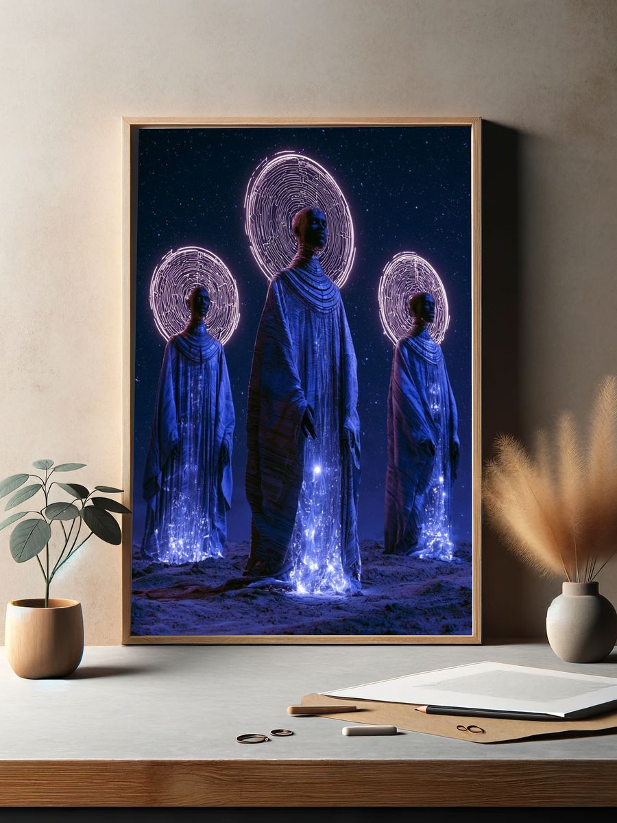 Celestial Figures Surrealism Print. — room view 2