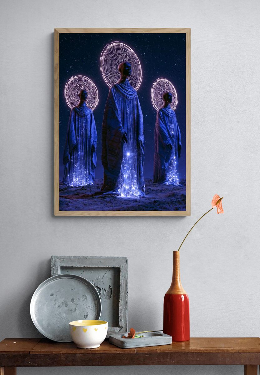 Celestial Figures Surrealism Print. — room view 3