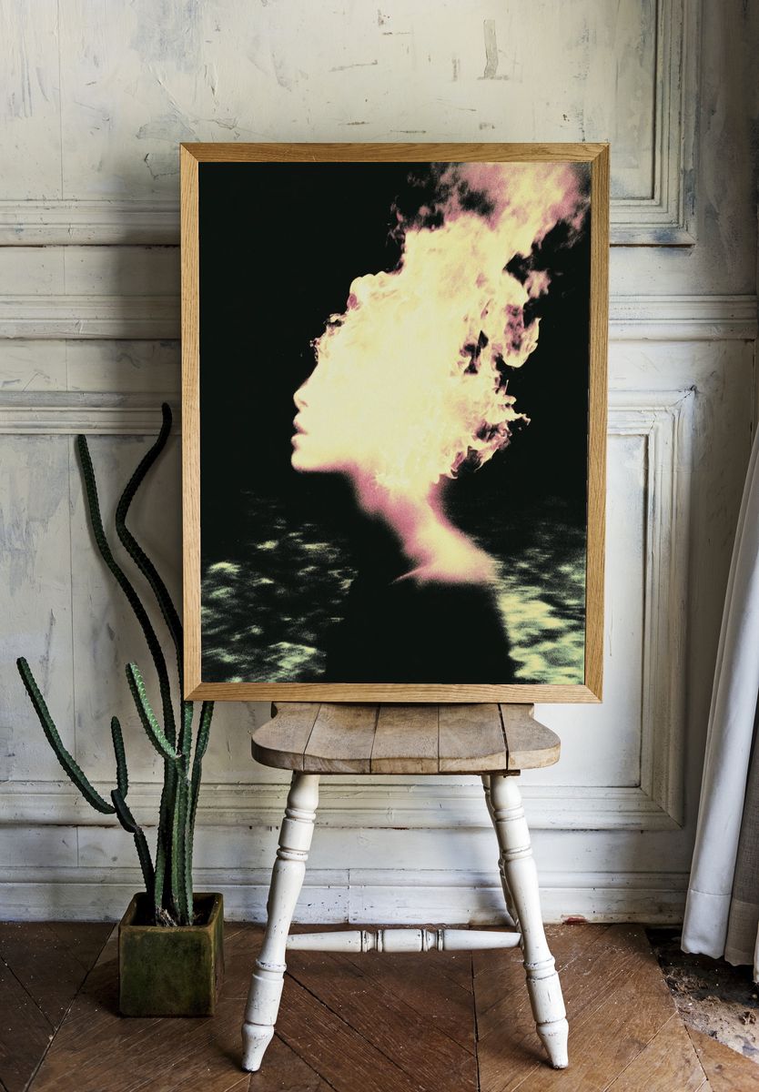 Dreaming Profile Surrealism Print. room preview