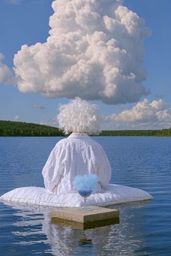 Dreamlike Lake Figure Surrealism Print. poster — fine-art art