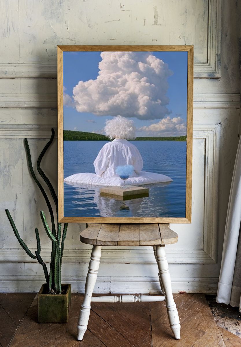 Dreamlike Lake Figure Surrealism Print. — room view 1