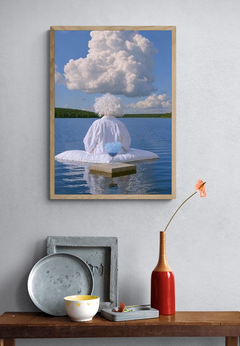 Dreamlike Lake Figure Surrealism Print. — room view 3