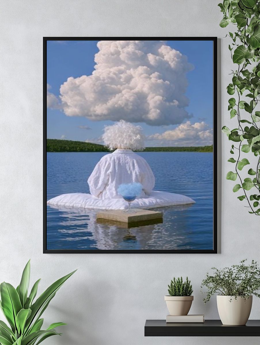Dreamlike Lake Figure Surrealism Print. — room view 4
