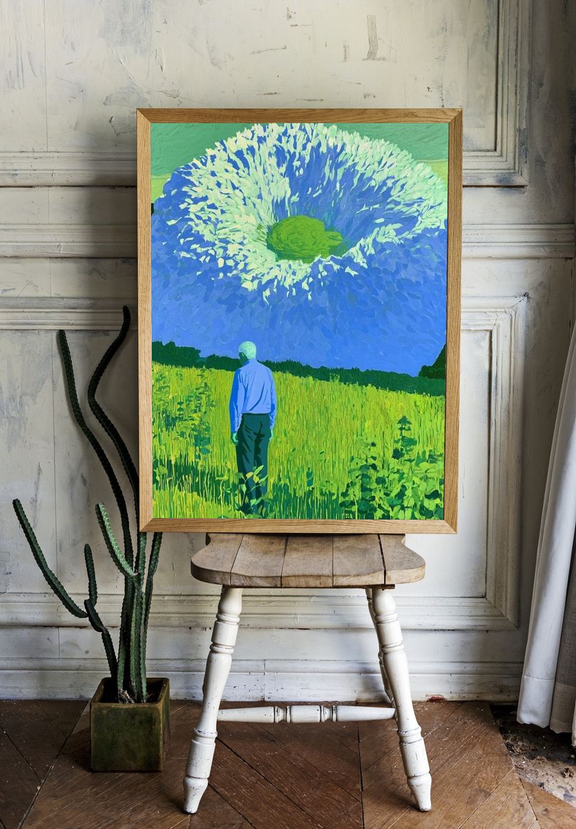 Surreal Flower Field Print. — room view 1