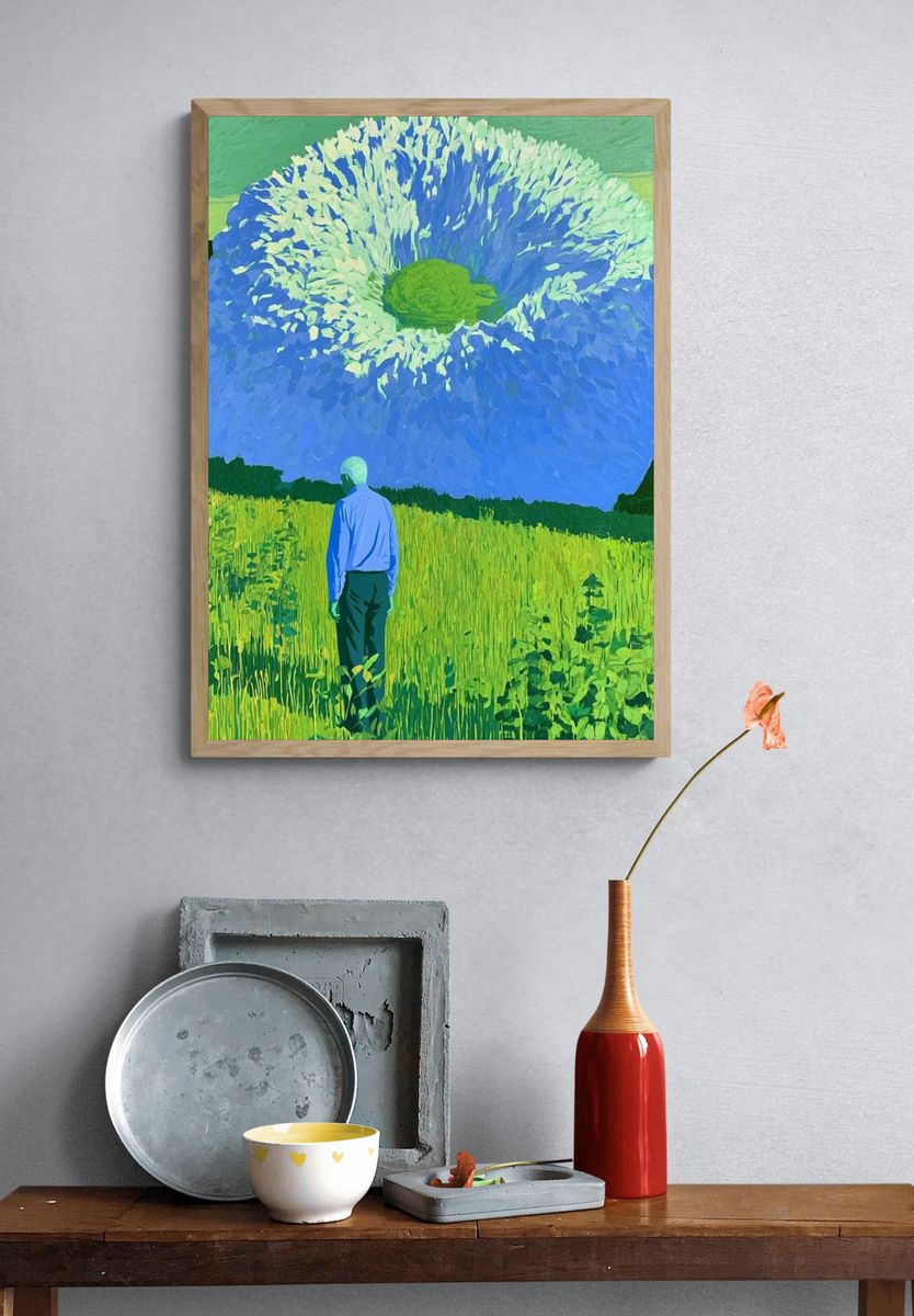 Surreal Flower Field Print. — room view 3
