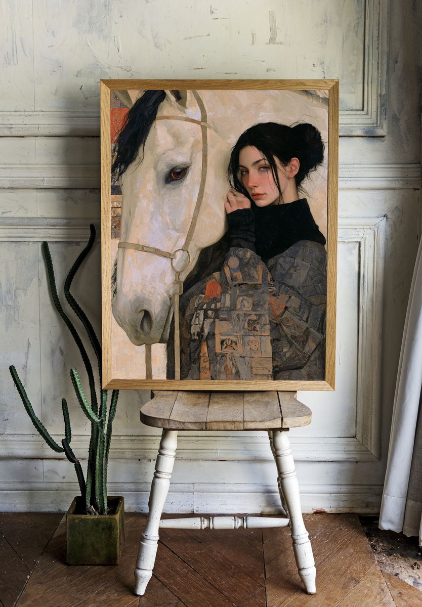 Girl with White Horse Fine-Art Poster. — room view 1