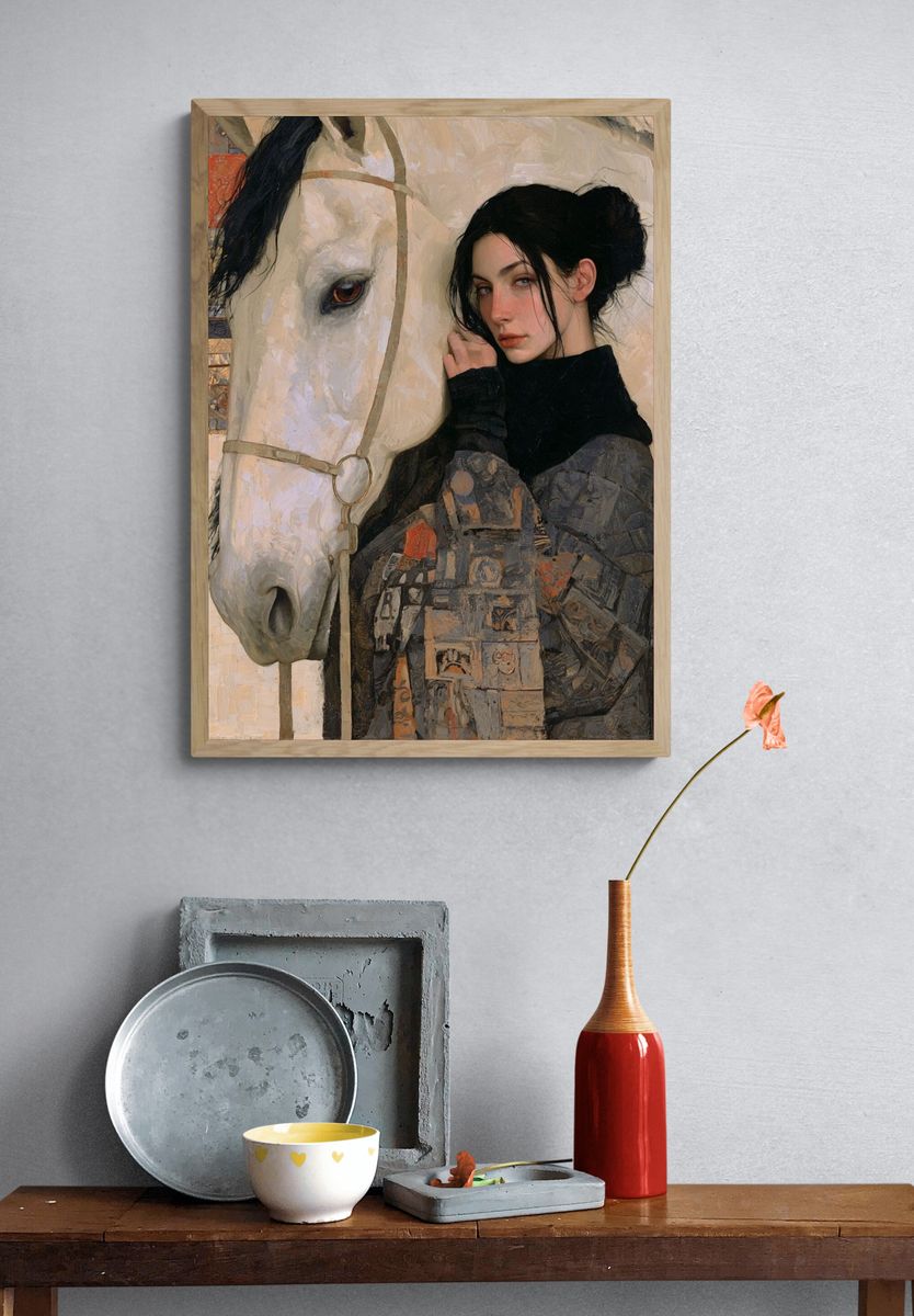 Girl with White Horse Fine-Art Poster. — room view 3
