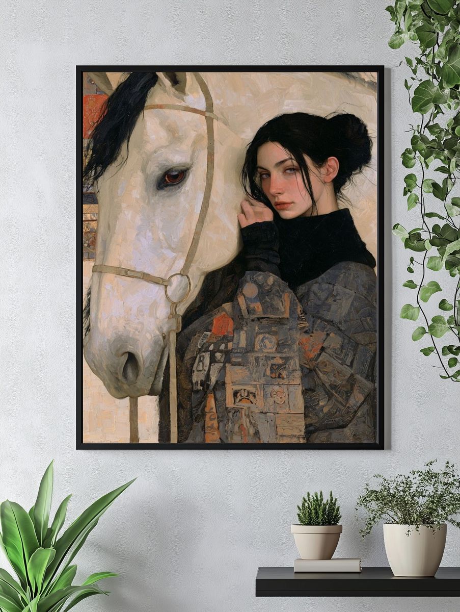 Girl with White Horse Fine-Art Poster. — room view 4
