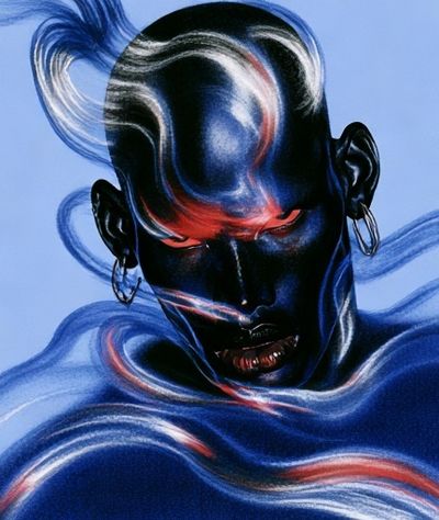 Surreal Neon Portrait Print.