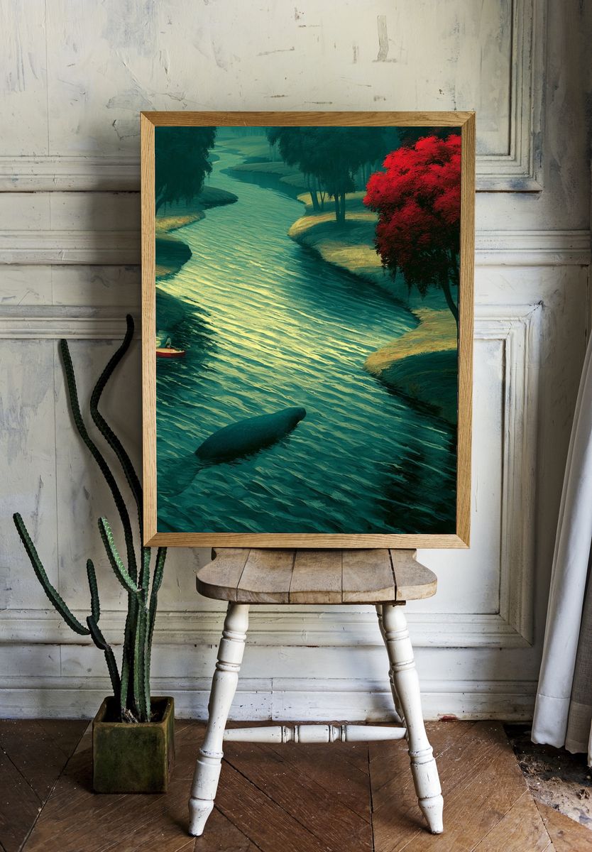 Dreamy River Landscape Print. — room view 1
