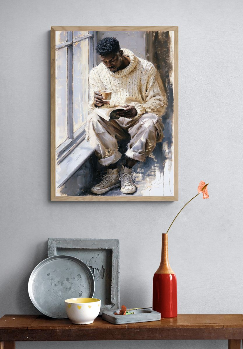 Quiet Reader Portrait Print. — room view 3