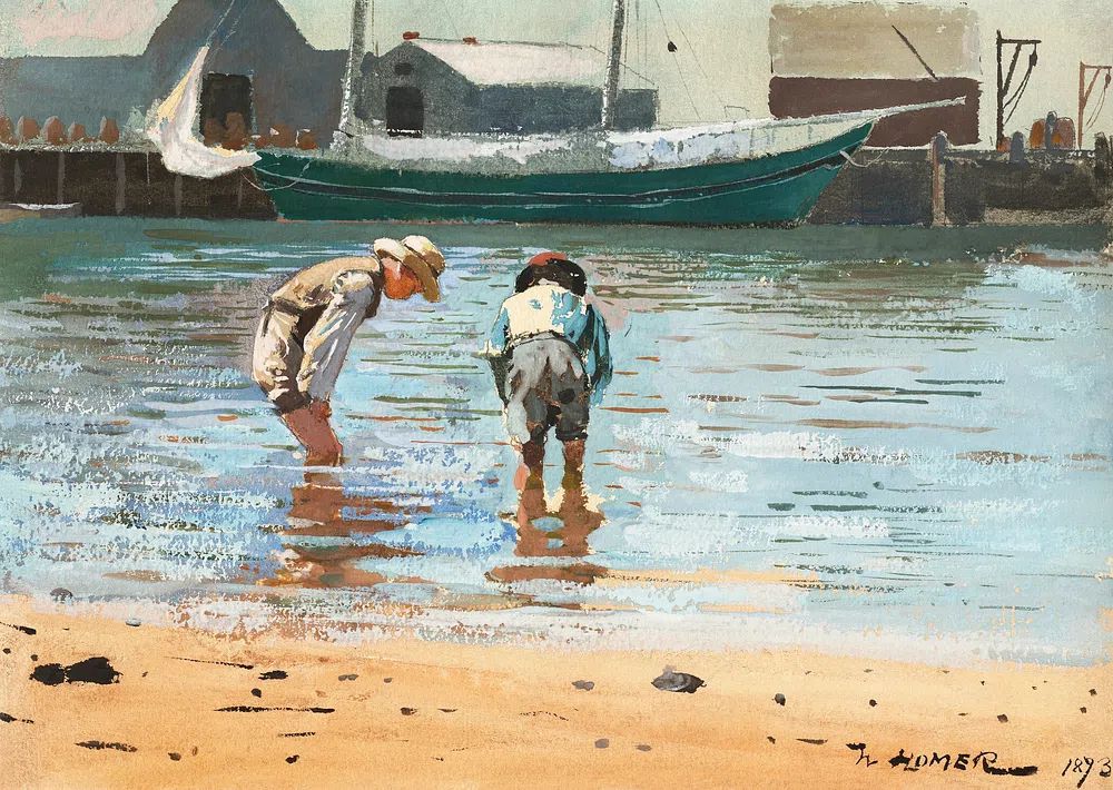Boys Wading (1873) Winslow Homer. poster detail