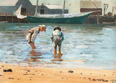 Boys Wading (1873) Winslow Homer. poster
