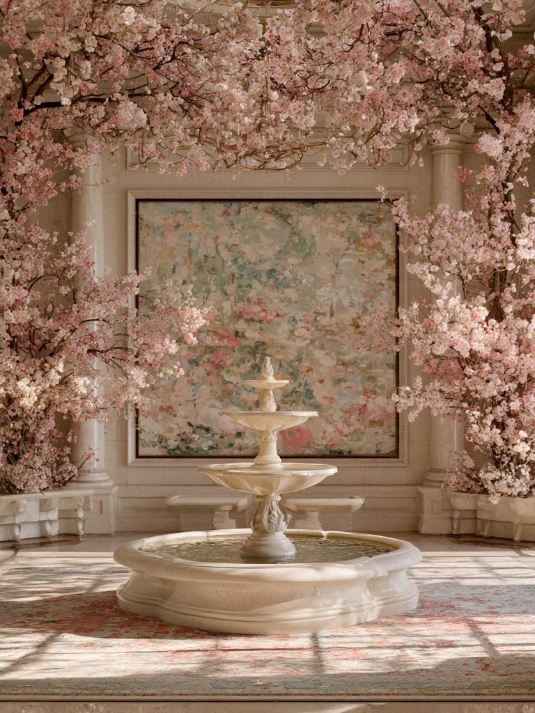 Blush Blossom Fountain Interior Print. poster — fine-art art