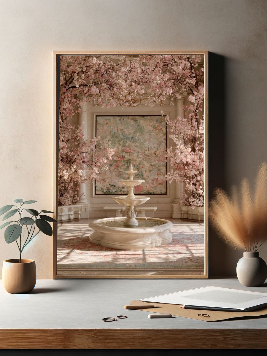 Blush Blossom Fountain Interior Print. — room view 2
