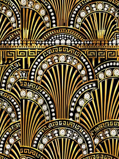 Art Deco Gold Fan Pattern Poster. poster print