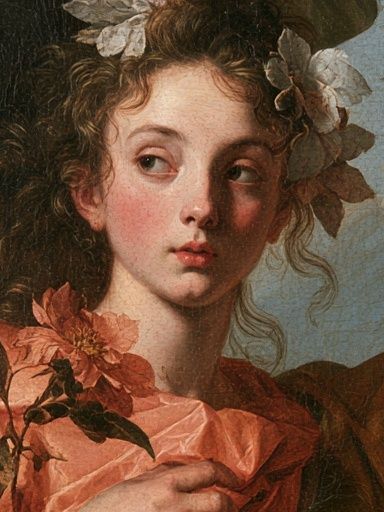 Floral Portrait Renaissance Print. poster detail
