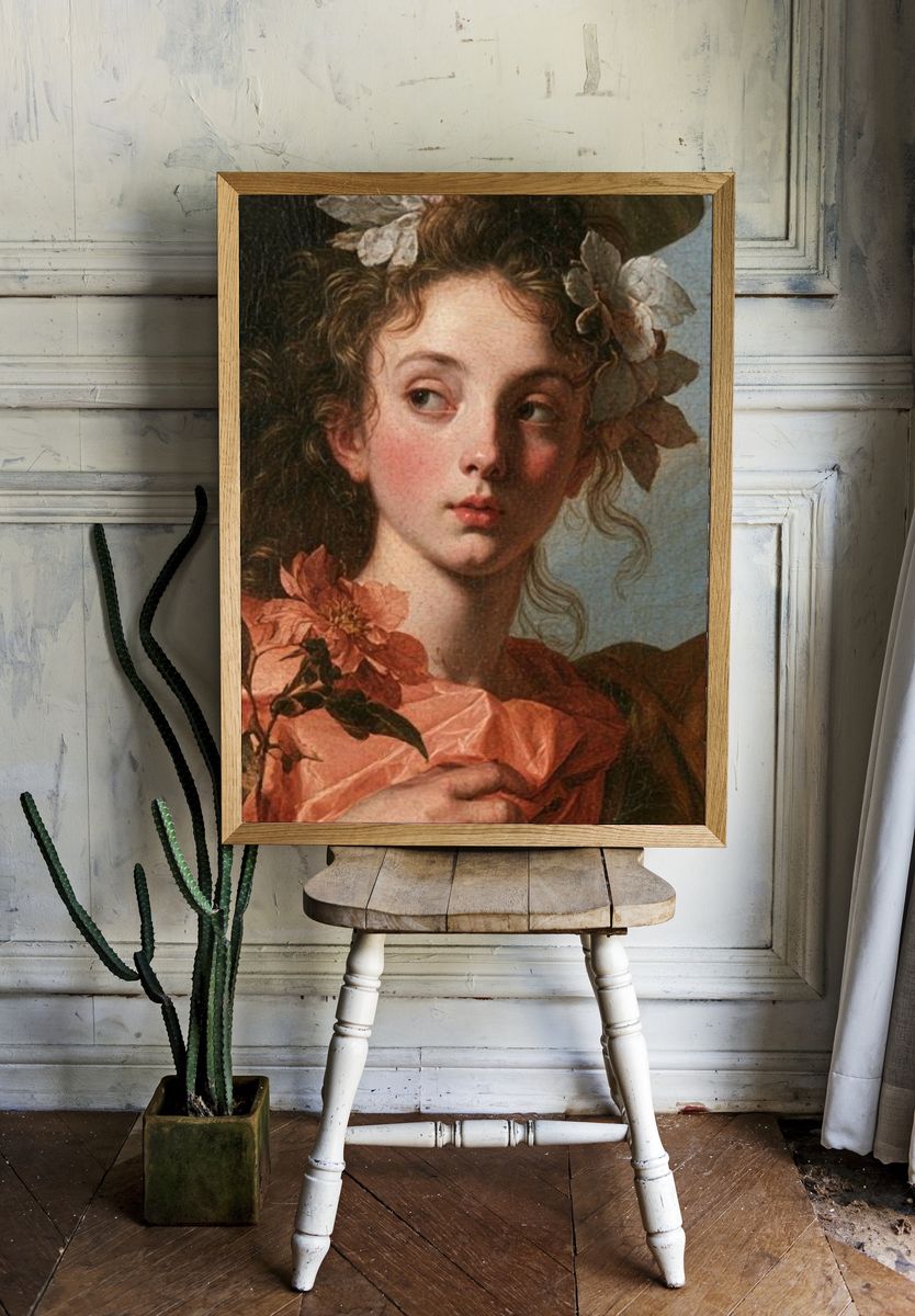 Floral Portrait Renaissance Print. — room view 1