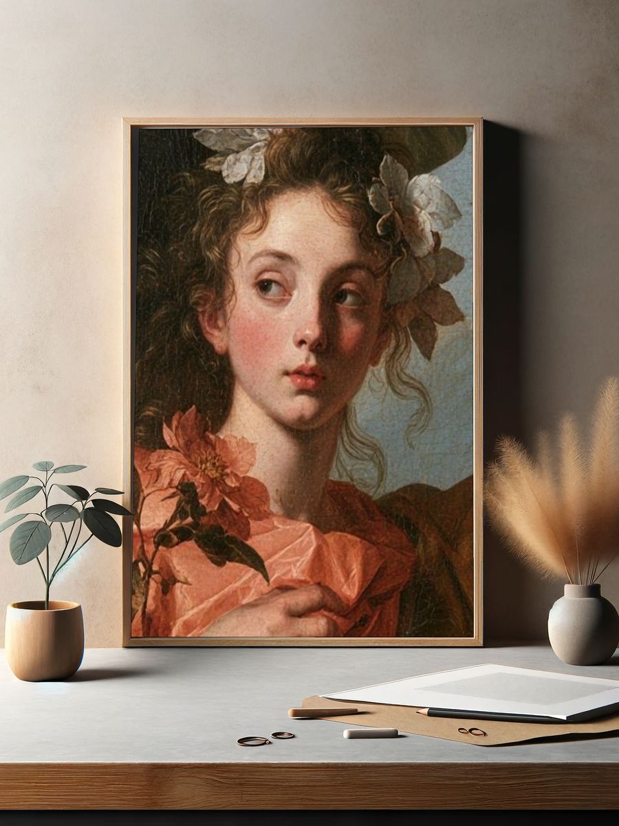 Floral Portrait Renaissance Print. — room view 2