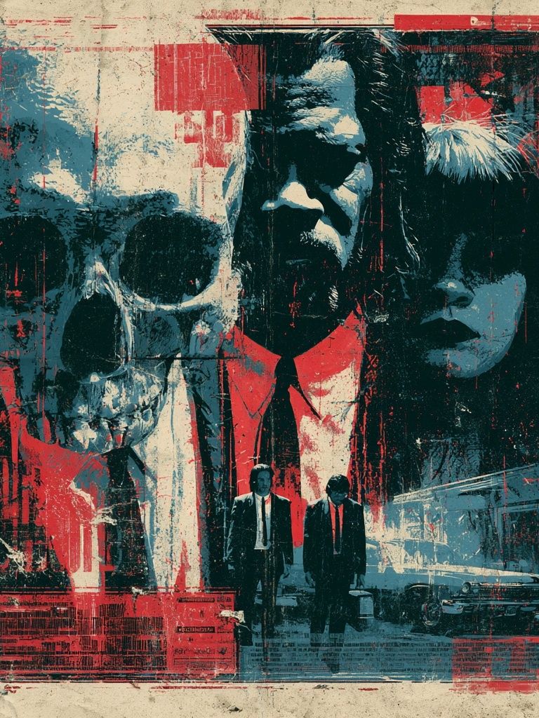 Skull Noir Collage Poster. poster detail