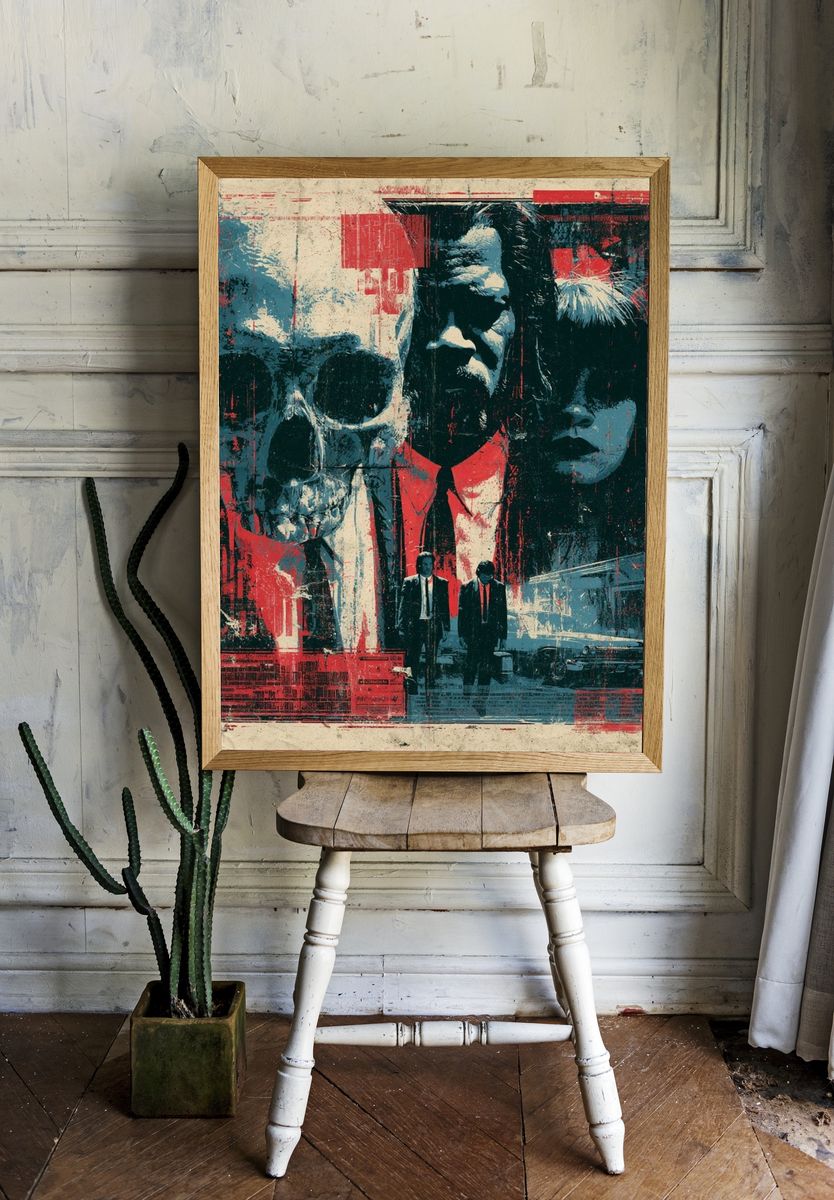 Skull Noir Collage Poster. — room view 1