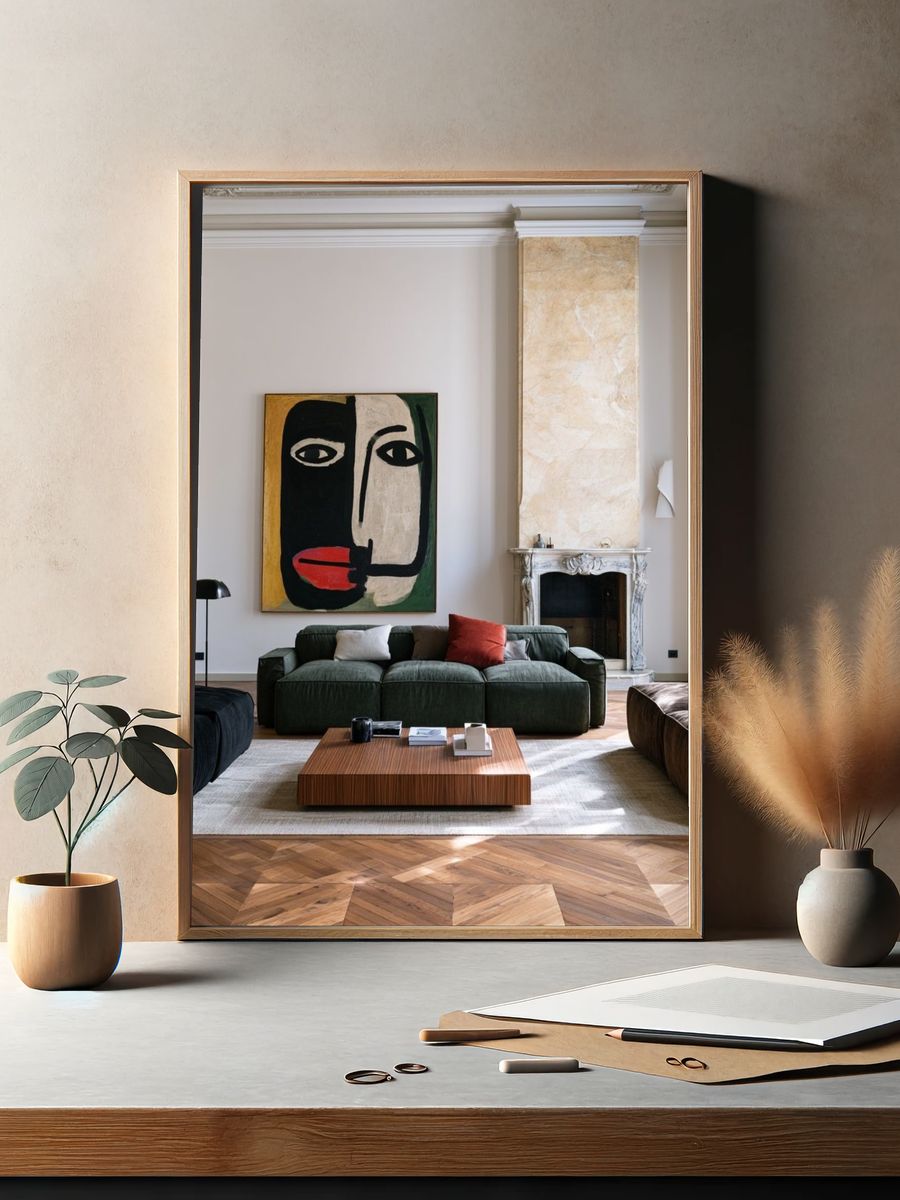 Abstract Face Contemporary Print. — room view 2