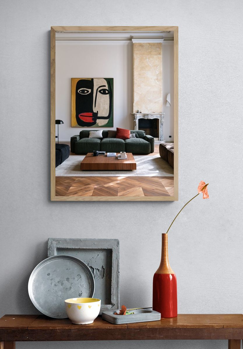 Abstract Face Contemporary Print. — room view 3