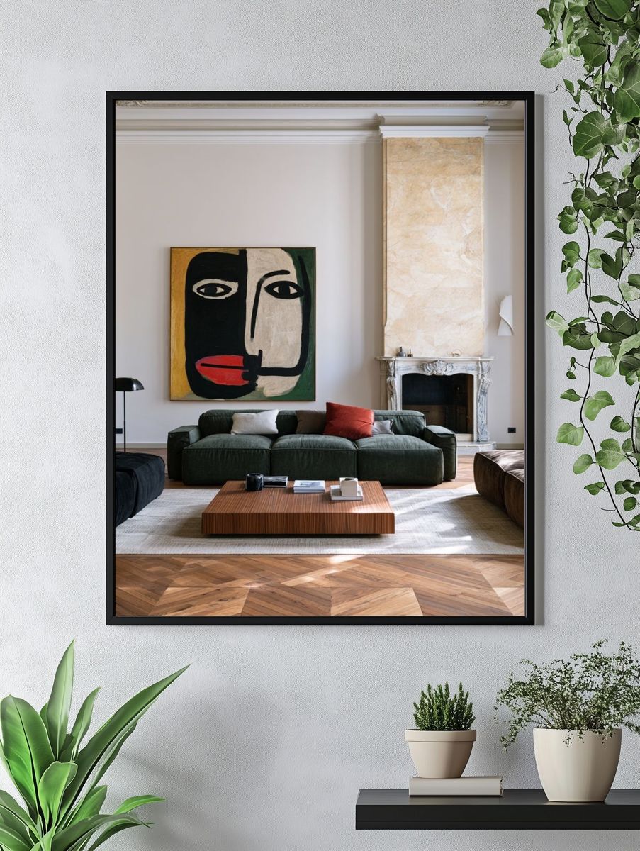 Abstract Face Contemporary Print. — room view 4