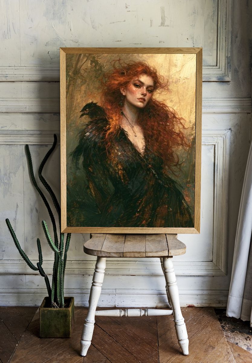 Red-Haired Woman Fine-Art Poster. — room view 1