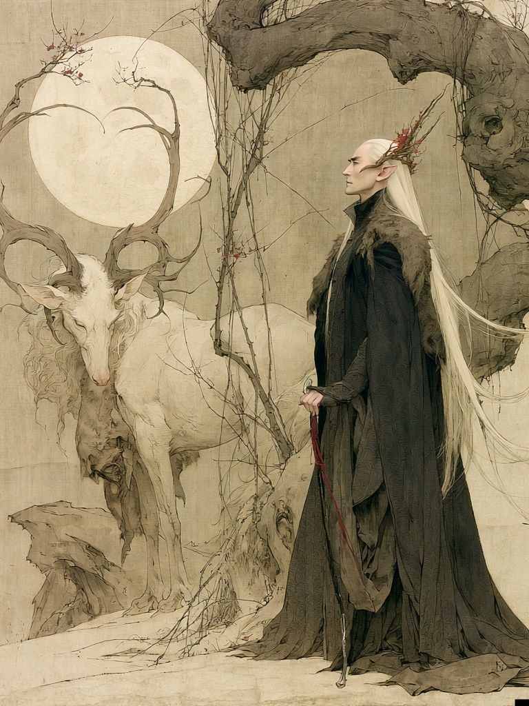 Elven Stag Fantasy Print. poster — fine-art art