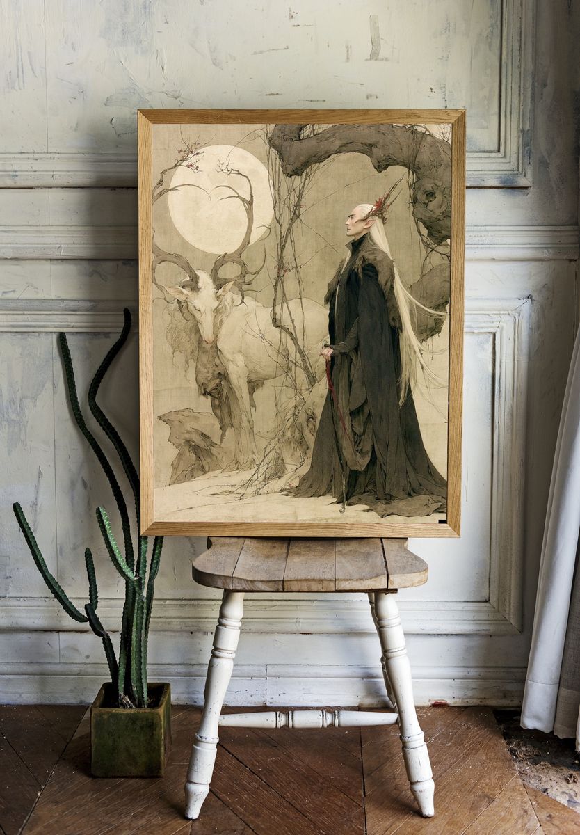 Elven Stag Fantasy Print. — room view 1