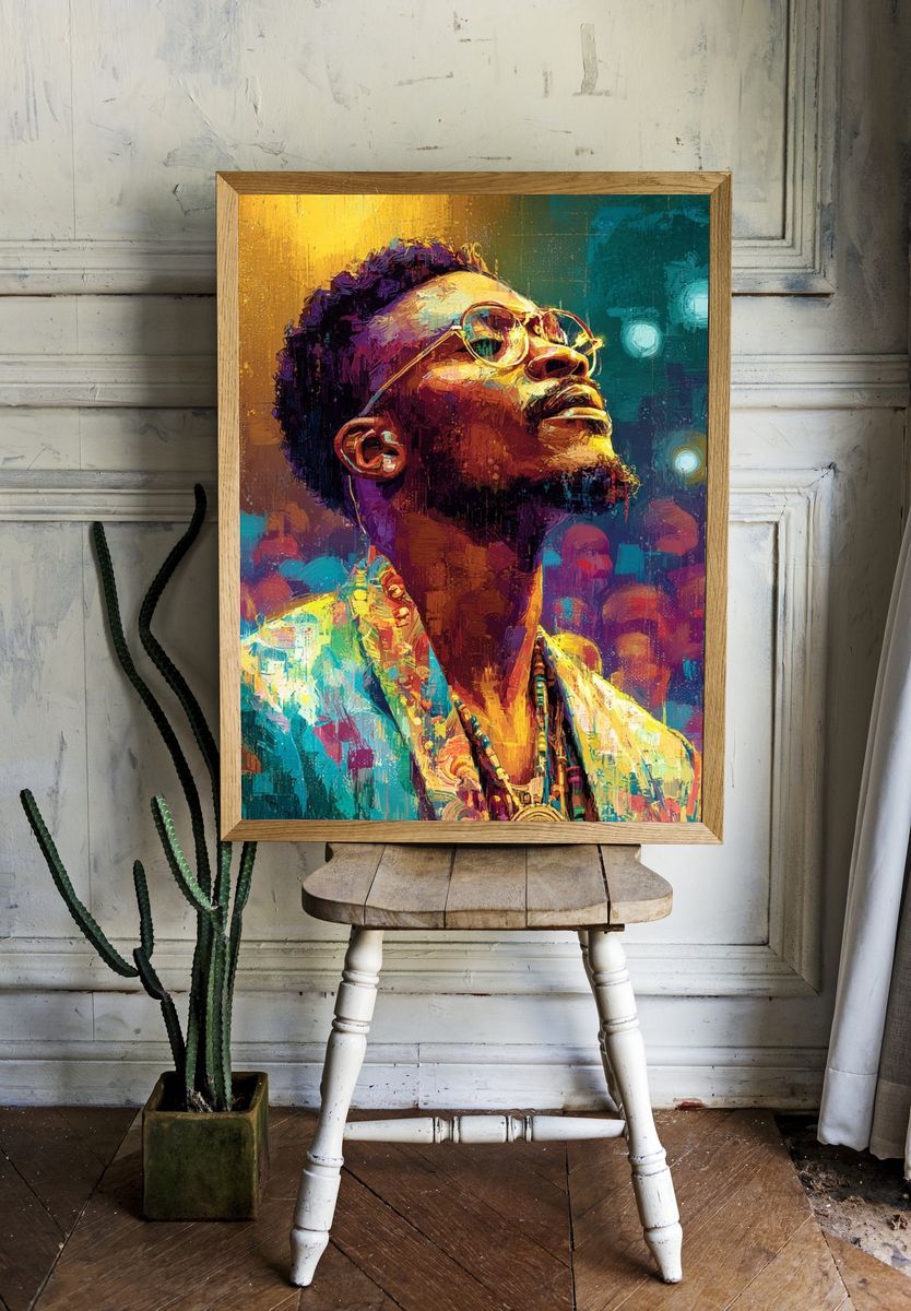 Colorful Jazz Portrait Poster room preview