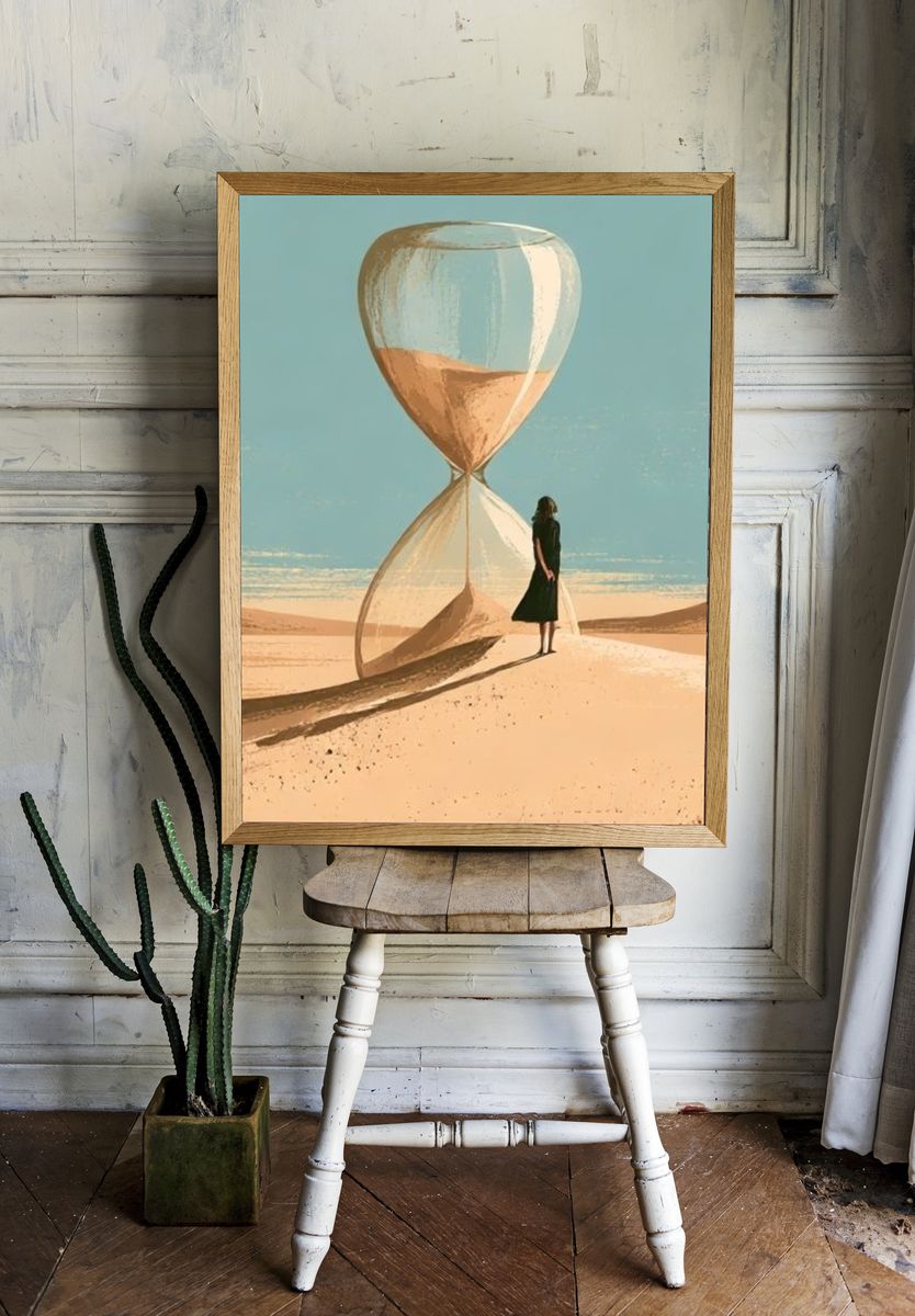 Surreal Hourglass Desert Print. — room view 1