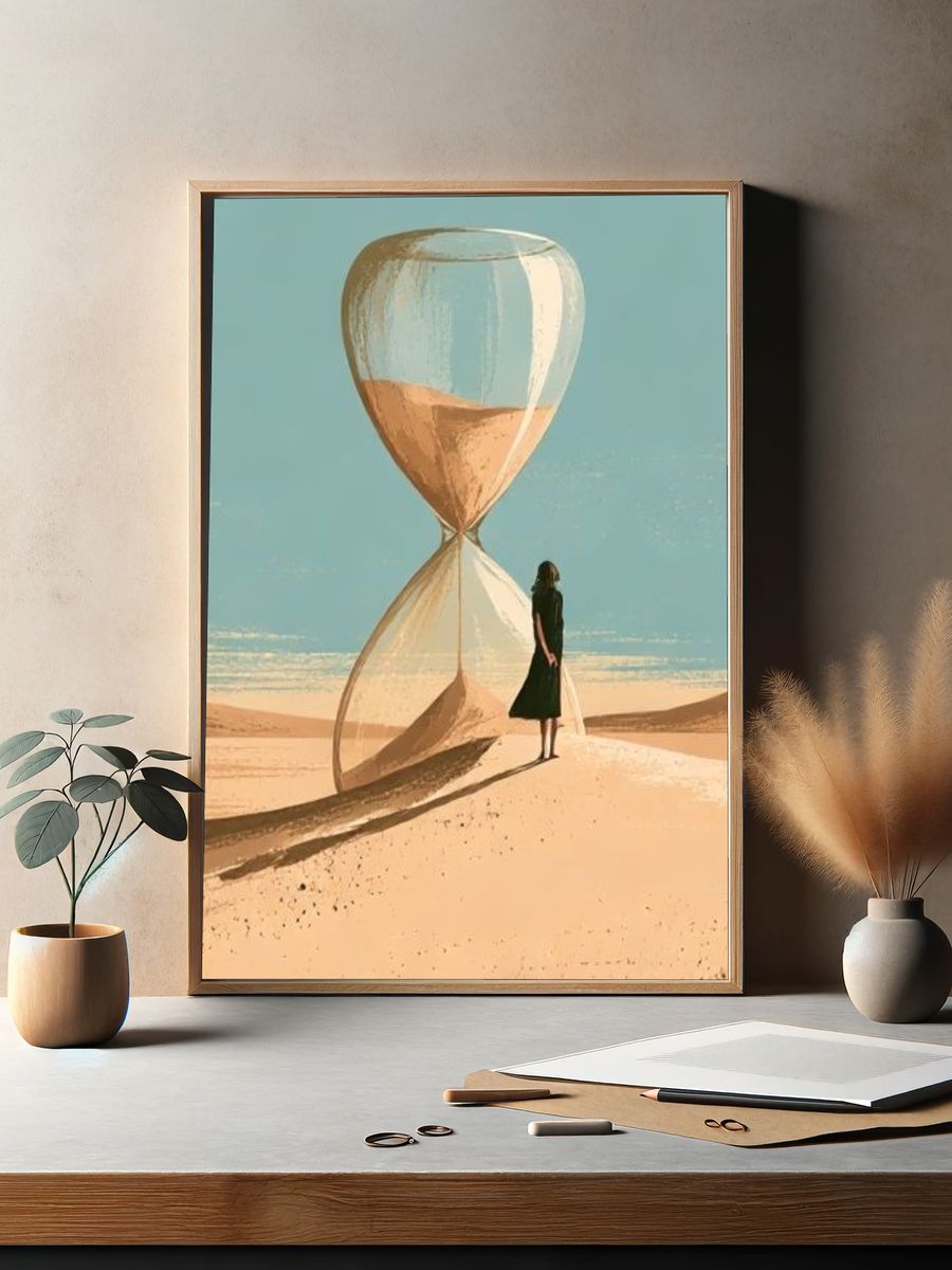Surreal Hourglass Desert Print. — room view 2