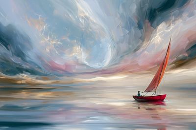 Red Sailboat Dreamscape Print.
