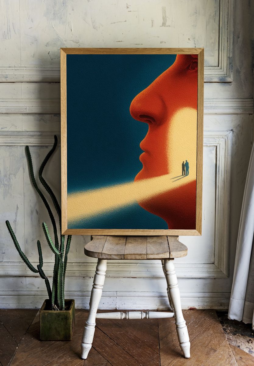 Surreal Face Portal Print. room preview