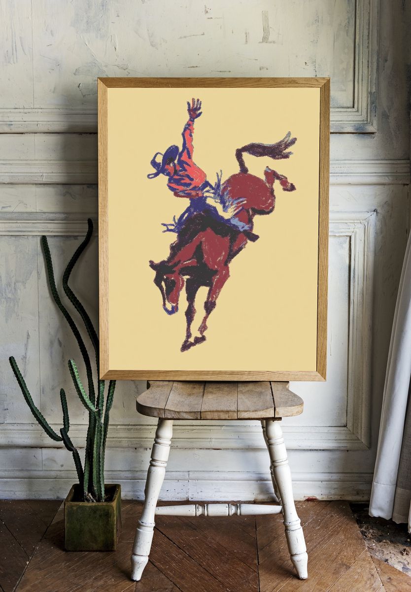 Bucking Horse Abstract Print room preview
