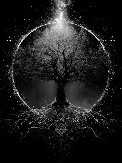 Mystic Tree of Life Black-White Print. poster
