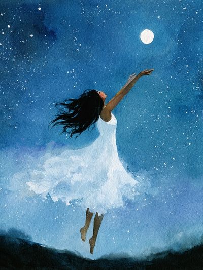 Moonlit Dancer Watercolor Print. poster