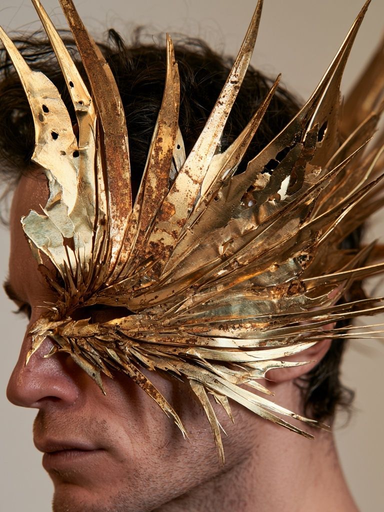 Golden Mask Portrait Print. poster — fine-art art