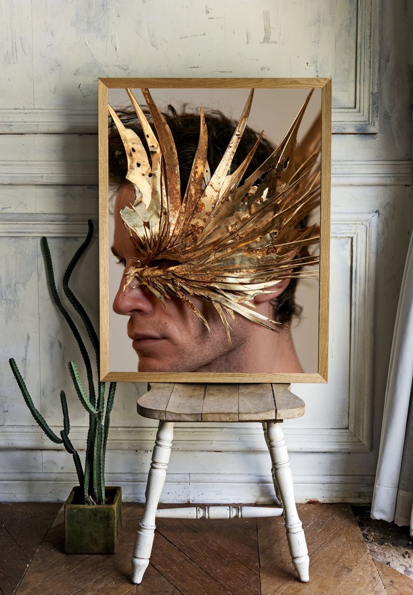 Golden Mask Portrait Print. — room view 1