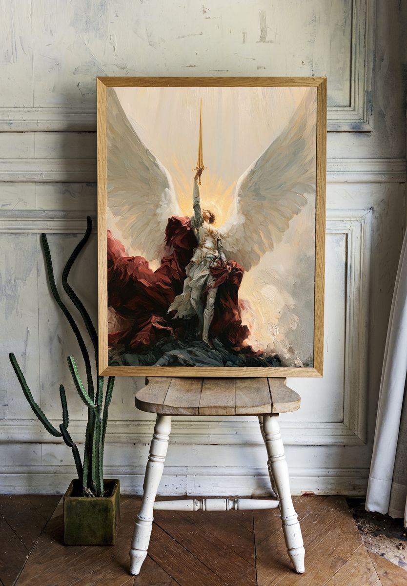 Winged Warrior Fantasy Print. room preview