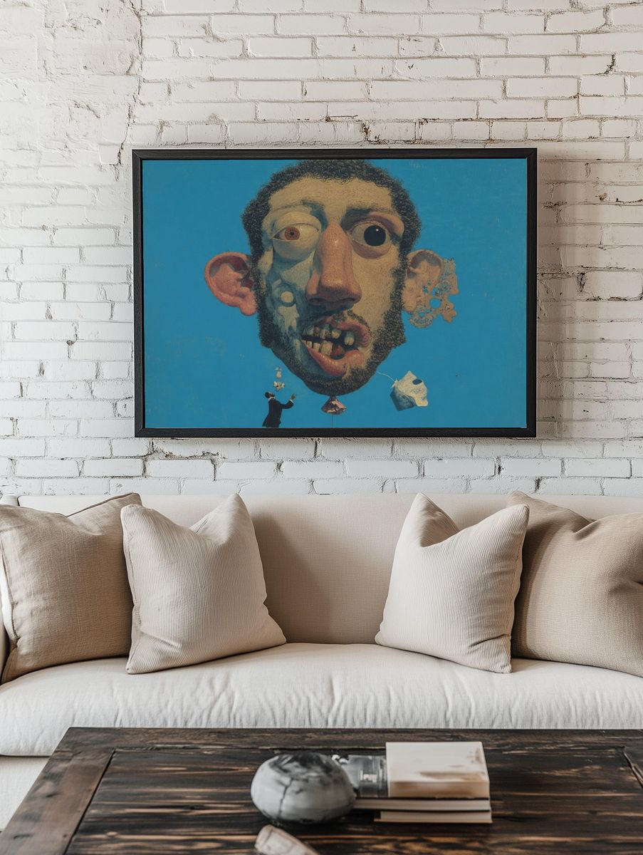 Surreal Face Collage Print. room preview