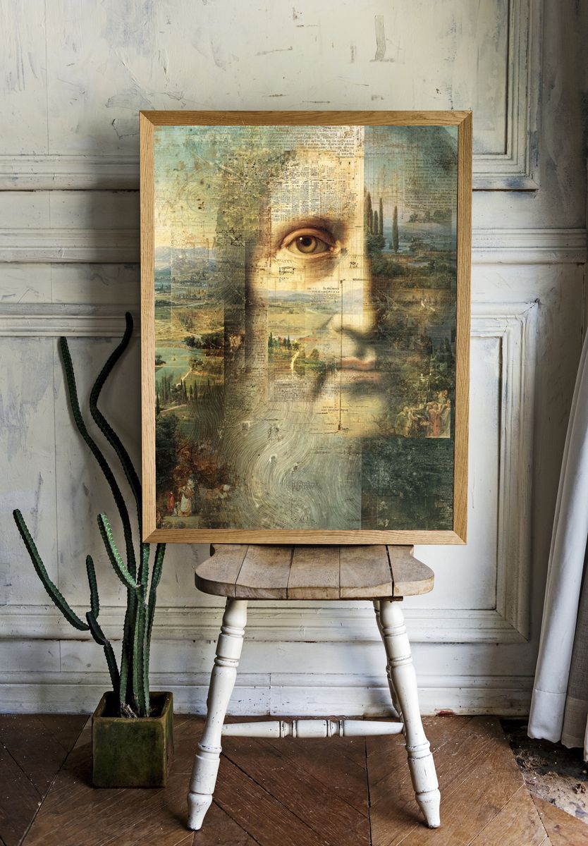 Mona Lisa Landscape Collage Print. room preview